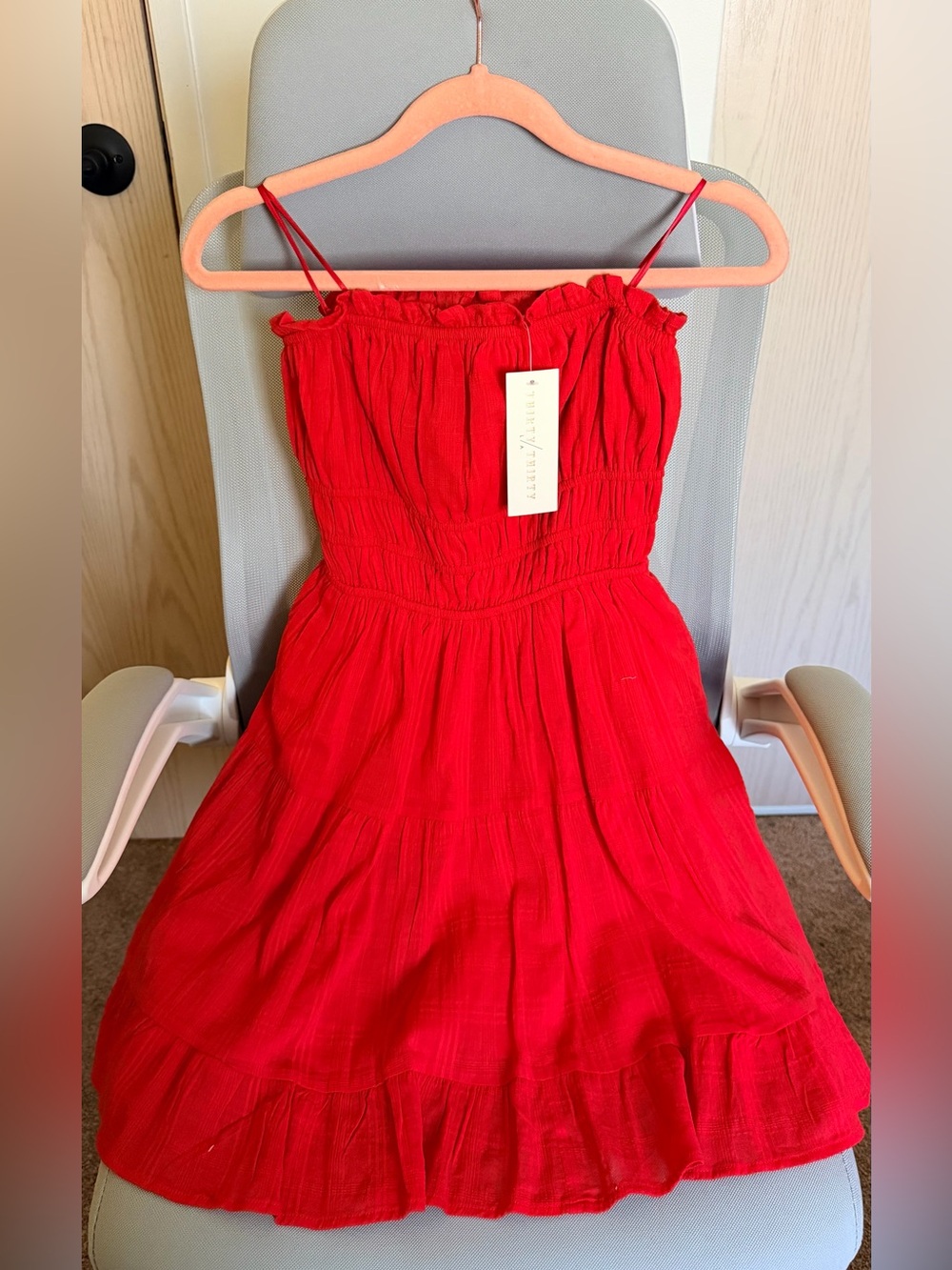 NWT thirty/thirty Red Smocked Mini Dress Size S